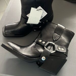 NWT Mango square toe moto boots sz 5